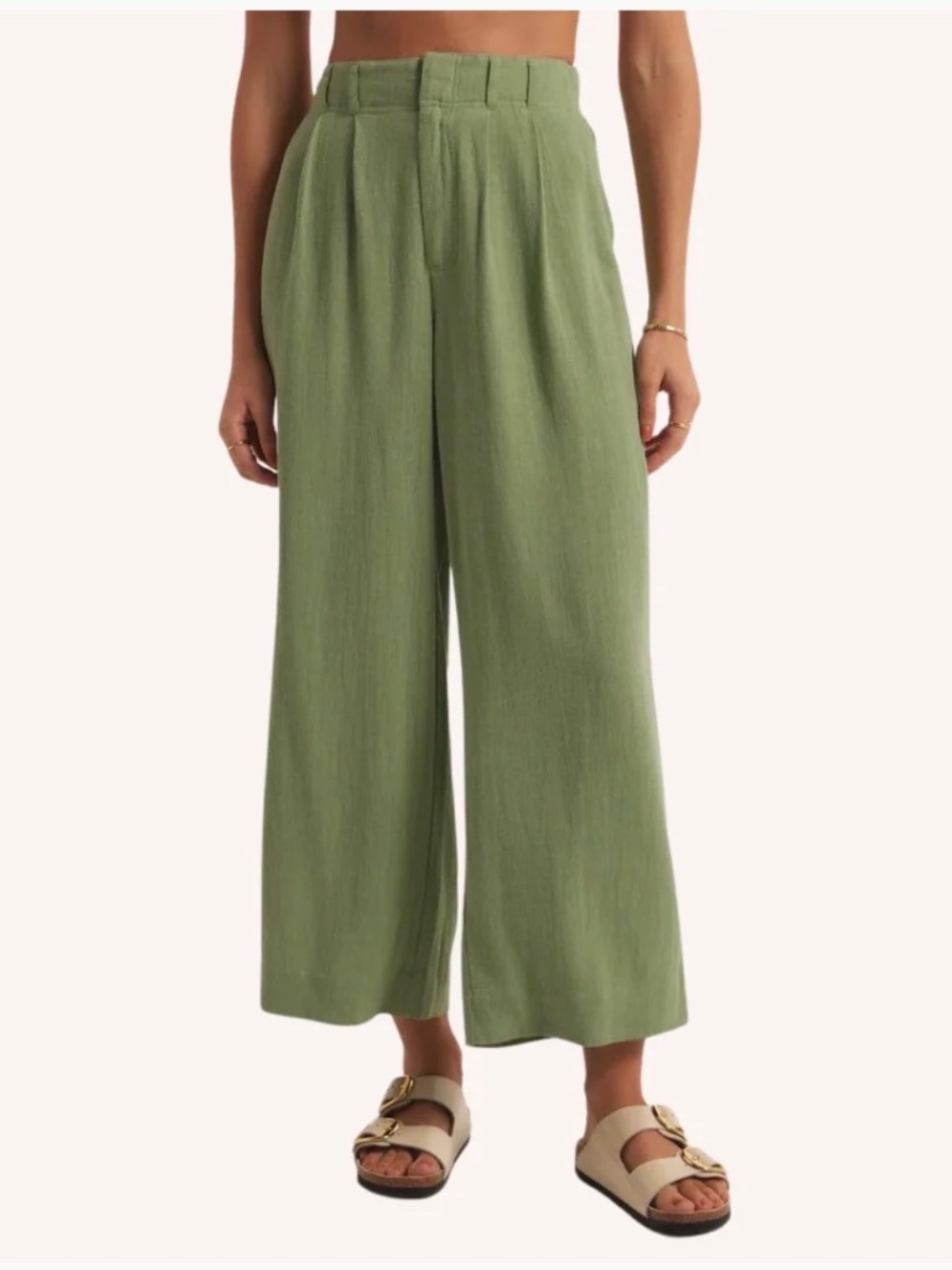 NWT Z Supply Farah Linen Wide Leg Pants Matcha Green XS